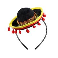 Dia De Muertos Hat Sombrero Headband Mexicans Festival Costume Hairband Easy Wear Carnivals Headdress for Adult Kids Pet black