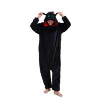 Bedantė vientisa pižama Cosplay kostiumas suaugusiems Kigurum flanelinis Onesie Helovino drabužiams visam kūnui L black