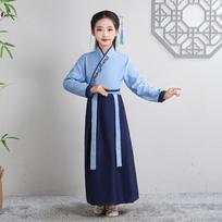 Hanfu Sinologija Vaikų Kostiumas: Kinų stiliaus Naujųjų metų dienos pasirodymo apranga berniukams ir mergaitėms 130 cm gray