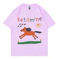 Funny Ketamine Horse Meme Tshirt Men Women Clothing Harajuku Y2k Short Sleeve T Shirts Summer Fashion Casual Cotton Tshirts S white