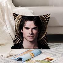 Vampire Diaries Starring D-Damon S-Salvatore Pillow Case Office Cushions Suitable For Sofa Car Bedroom Decorative Cushion Cover Peach skin 18*18(CM)-1Pcs