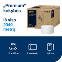 Tualetinis popierius Tork Premium Soft Jumbo Mini T2 (110253), baltos spalvos, 2 sluoksniai, 170 m, 1214 lapelių