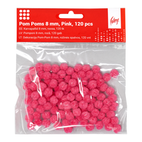 Dekoracija Pom-Pom College, 8 mm., 120 vnt., rožinės spalvos