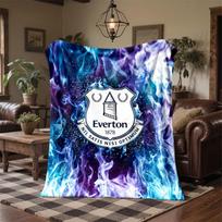 Everton Futbolo Spaudinio Flanelinis Antklodas Minkštas Šiltas Sofos Lovoje Metamas Antklodas Namams Biurui Miegamajam 150x200cm
