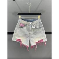 Korean Style Pink Hole Denim Shorts Women Summer High Waist Raw Girls Shorts Fashion Niche Slim Pants 25 gray