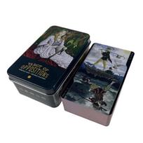 Aukščiausios kokybės tarot kortų kaladė su folijos štampavimu, geležinėje dėžutėje ir popierinėmis instrukcijomis