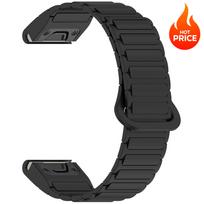 Quickfit 20 22 26 mm For Garmin Fenix 8 7X 7 7S Silicone Magnetic Bracelet Fenix 5X 5S Plus 3HR Strap 20mm 22mm 26mm QuickFit 22mm black