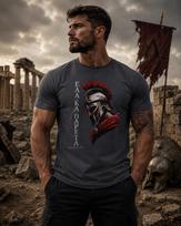 Spartan Warrior Helmet Graphic Tee, Greek Discipline, Stoic Philosophy Apparel 150 beige