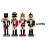 Set Four 13cm Cross-Border Zhejiang Wooden Nutcracker Soldier Ornaments Christmas Tree Pendant Home Puppet King Holiday Gift 13cm