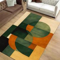 Modern Geometric Area Rug Beige Terracotta Grid Mid-Century Living Room Bauhaus Style Carpet 50X80CM black
