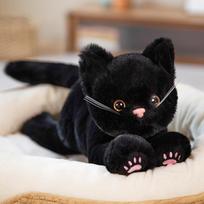 Cartoon Cat Doll Children Sleeping on Bed with Companion Pillow Plush Toy Doll Doll Girls Holiday Gift 50cm 0.27kg black