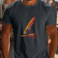 Men Short Sleeve T-Shirt with Vibrant Windsurfing Graphic Print Breathable Round Neck Summer Top Men Clothing 3XL black