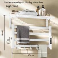 Bathroom Electric Bath Towel Carbon Fiber Warmer Heating Towel Rack Intelligent Constant Temperature Towel Dryer Shelf 4-pole 45cm White beige