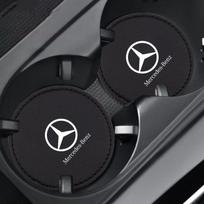 2Pcs Car Non-Slip Mat Waterproof Water Cup Holder Slots Mat Drink Pad For Mercedes Benz W211 W203 W204 W210 W124 AMG W202 W212 gray