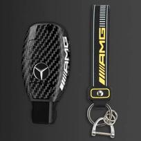 ABS Carbon Fiber Car Key Rings For Mercedes Benz AMG A B C E S Class GLC CLA W177 W204 W205 W212 W176 Car Key Case Cover BG1 black