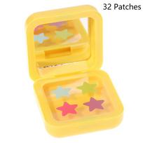 1Box 32 Patches Acne Patch Fade Repair Invisible Acne Removal Stickers Four-Color Concealer Makeup Tool Star Style With Mirror as the picture yellow