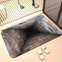 Funny 3D Vortex Hole Welcome Doormat Bottomless Red Brick Pit Pattern Floor Mat Creative Prank Gift Entryway Floor Carpet 40x60cm