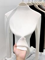 Semi-turtleneck inner bottoming shirt long-sleeved sweater solid color autumn and winter new thermal top knitted sweater women L