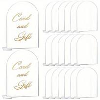 1Set 5Pcs Blank Acrylic Place Cards with Bases - Reusable for Weddings, Banquets & Business Events 5pcs white