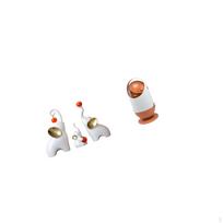 Elephant Family Figurines And Animal Sculptures for Desk Living Room Bedroom with Mini Trash Can white