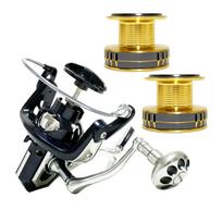 Olerud Fishing Tackle Spinning Reel with Reel Body and Two Size for Sea Asian and Shore and Large qb010217a23n0  Super Gorildo  (3000-5000 Size) black