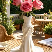 Elegant Lady Dress‑Shaped Vase White Resin Art Vase Unique Mermaid Skirt Body Vase For Home Decor Wedding Table Centerpiece one size black