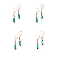 8pcs Moving Castle Earrings Howl Drop-Shaped Green Crystal Clip Earrings Women Jewelry Temperament Accessories Gift Wholesale white