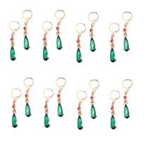 8pcs Moving Castle Earrings Howl Drop-Shaped Green Crystal Clip Earrings Women Jewelry Temperament Accessories Gift Wholesale beige