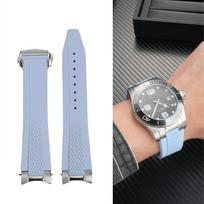 Aukštos kokybės fluororubberio laikrodžio apyrankė 21mm, skirta Longines hydroconquest L3 Conquest Sports Nardymo laikrodžio dirželis+Metalinis sąsaja 21mm-width gray