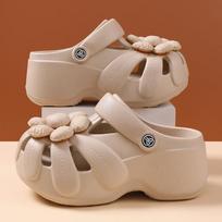 2026 New Women Platform Clogs with Flower Decor,EVA Thick Sole Wedge Sandals Non-slip Breathable Garden Shoes Summer Beach Shoes 36-37 gelsvai ruda
