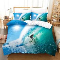 3D Surf On The Sea Bedding Sets Duvet Cover Set With Pillowcase Twin Full Queen King Bedclothes Duvet Cover 70x133cm 3pcs blue