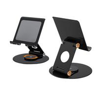 Rotatable Aluminum Desk Stand for Tablets & Phones - Ideal for Meetings, Gaming, Drawing black