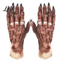 Full Finger Latex Costume Hands 1 Pair Halloween Gloves for Adults Kids Horror Zombie Comfortable Gloves Scary Ghost Hand Cosplay Accessory Kid brown