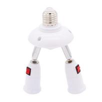 AC 110v 220v 2 viename E27 į 2 E27 galvutės prailginta 2e27 LED lempos pagrindas Laikiklis Lemputės maitinimo lizdo skirstytuvas Adapteris fotostudijai 1PCS 2 E27