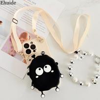 Cute Cartoon Case for Xiaomi 15T Pro Mi 14T 17 Pro Max Redmi 15 15C A5 14C 13 13C Wallet Crossbody Strap Lanyard Card Bag Cover POCO X7 beige