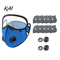 Adjustable Dust Mask Cycling Face with Filter & Breathing Valve, Reusable Carbon Lightweight Goggles, Protection Shield for Outdoor Motorcycle Riding tamsiai mėlyna spalva