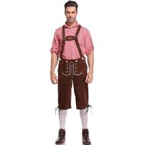 Vokiškas „Oktoberfest“ kostiumas, vyriškas „Bavarian Lederhosen“ trumpas „Beer Guy“ kostiumas 3XL pink