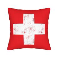 Swiss Vintage Cross Flag Switzerland Pillowcase Soft Polyester Cushion Cover Decoration Europe Pillow Case Cover Bedroom Zipper 40cmx40cm(16x16Inch)