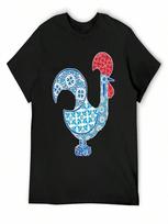 Portuguese Rooster With Portuguese Tile Design T-Shirt 4XL