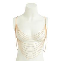 Classic Multi layered Tassel Body Chain Women Creative Gold Metal Chest Chain Girl Charm Jewelry Gift white