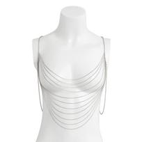 Classic Multi layered Tassel Body Chain Women Creative Gold Metal Chest Chain Girl Charm Jewelry Gift white