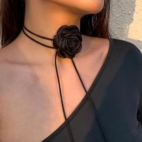 Delicate Blossom Choker Necklace for Special Events Black  brown