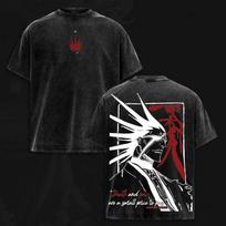 BLEACH Zaraki Kenpachi T-shirt Vintage Washed Oversized T Shirt Men's Unisex Clothing Short Sleeve Polyester Casual Tees Tops M black