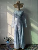 Women's European-American Style Waist-Cinched Long Sleeve Retro Dress, Soft and Elegant for Summer 2025 L
