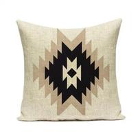 Vikama Bohemian Aztec Cushion Cover Geometric Pattern Seat Cushion Cover Suitable For Sofa, Living Room, And Bedroom Decor Peach skin 18*18(CM)-1Pcs beige