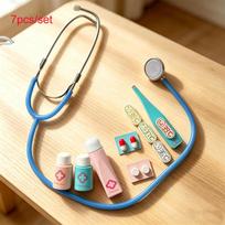 Children Wooden Doctor Toy Set Baby Pretend Doctor and Nurse Toys, Wooden Thermometer Dental Doctor Toy Set Monterssori Toy