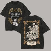 Witch Hat Atelier Coco Qifrey Graphic Tshirt Vintage Washed Anime Merch Harajuku Unisex Oversized Cotton Short Sleeve Tee Tops S gray