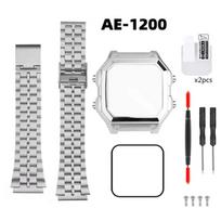 Skirta Casio 3299 AE-1200 AE-1200WH AE1300 Modifikuotas 304 nerūdijančio plieno laikrodžio korpusas Korpusas AE1200 Visiškai metalinis korpusas Plieninis dirželis AE-1200 white