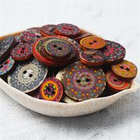 15-25mm 50/100pcs Retro Theme Wood Buttons Handwork Sewing Scrapbook Clothing Crafts Accessories Gift Card Handmade Decoration 15mm100PCS