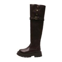 Moteriški aukštakulniai batai virš kelių Madingi Retro Stiliaus Žieminiai Batai Pėsčioms Sniego Motoroleriams Lauko 2024 Botas De Invierno Para Mujer 40 black